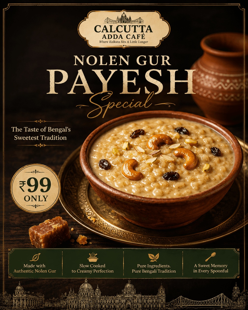 Nolen Gur Payesh special poster for Calcutta Adda Café