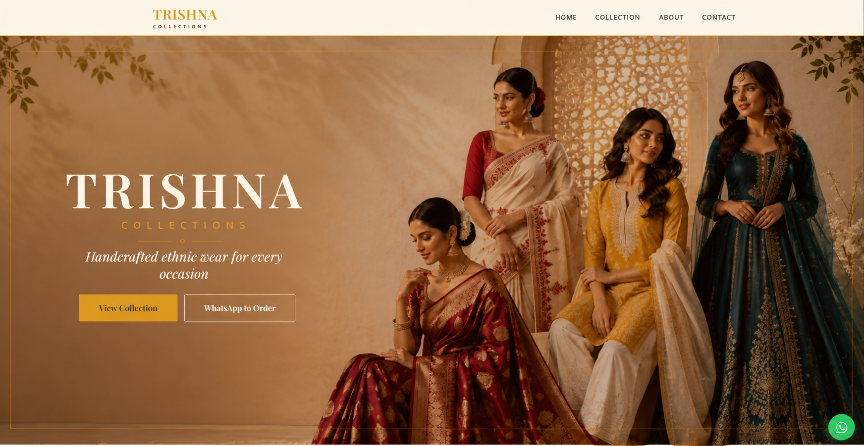 Trishna Collections website screenshot