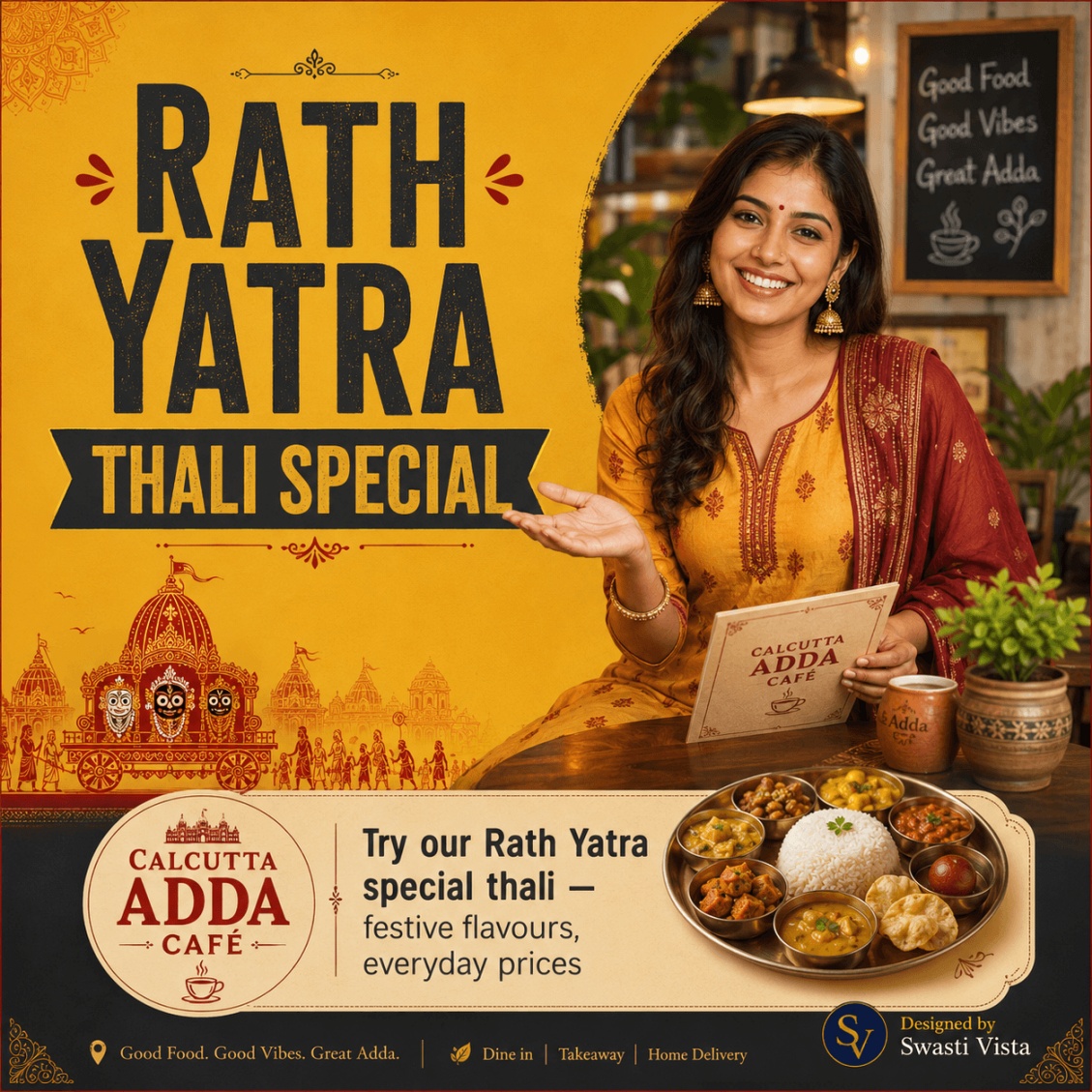 Rath Yatra Thali Special poster for Calcutta Adda Café