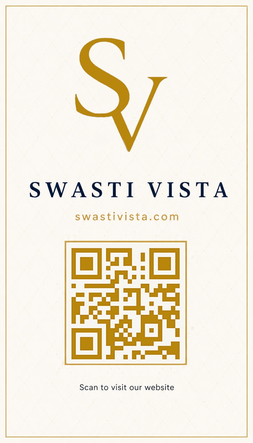 Swasti Vista business card back with contact details