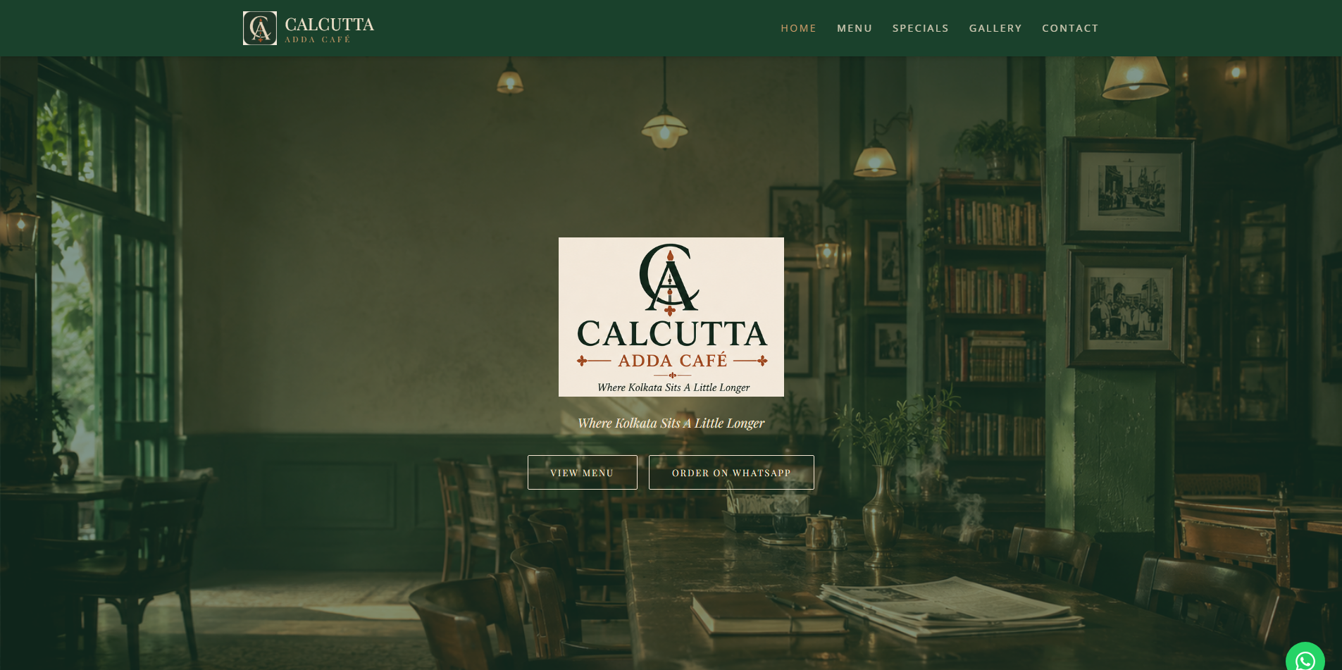 Calcutta Adda Café website screenshot